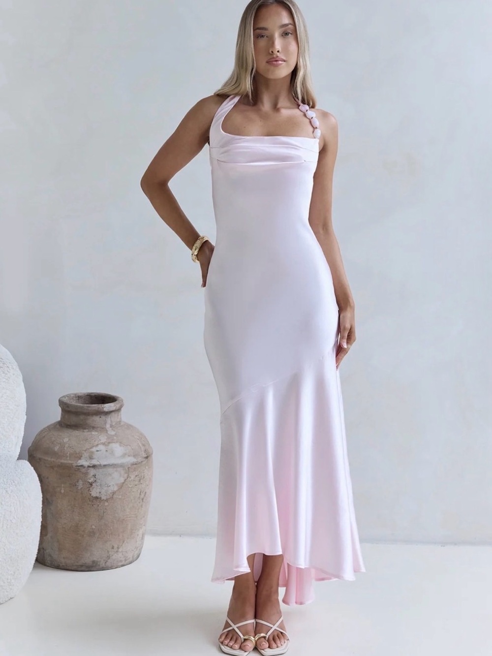 Satin Halter Maxi Dress